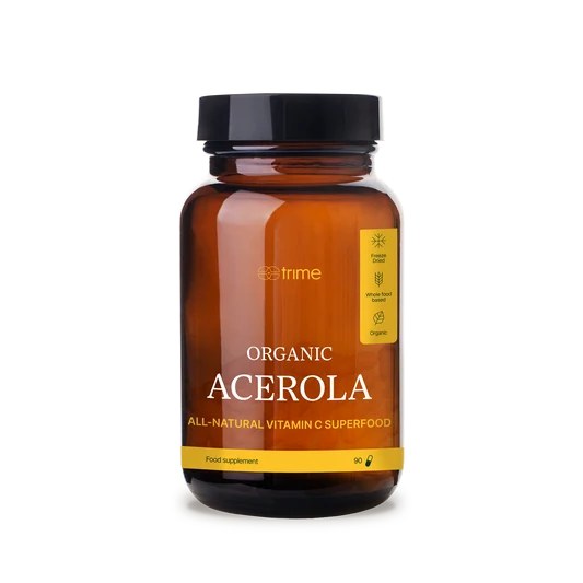 Organic Acerola mrazem sušený prášek s vysokým obsahem vitamínu C bez přidaných aditiv Bio kapsle